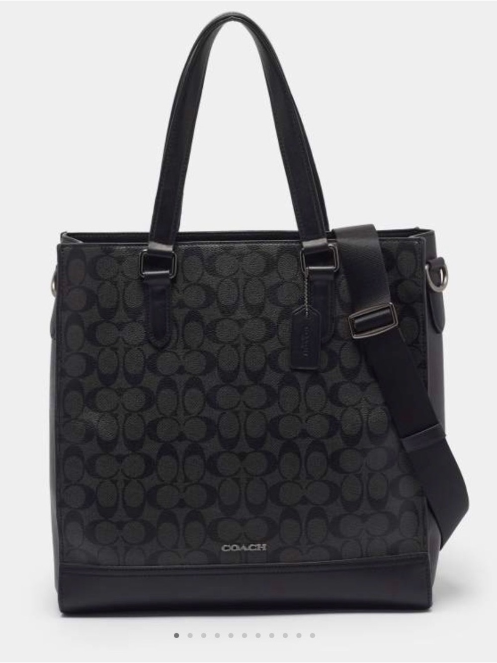 Coach unisex Black Signature Canvas/leather Messenger Tote